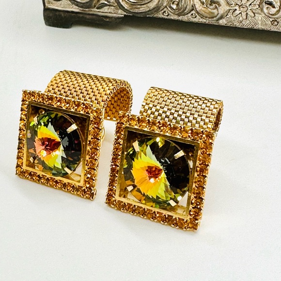 Mens Cufflinks 1960s RARE Heliotrope Austrian Crystal - Picture 13 of 15